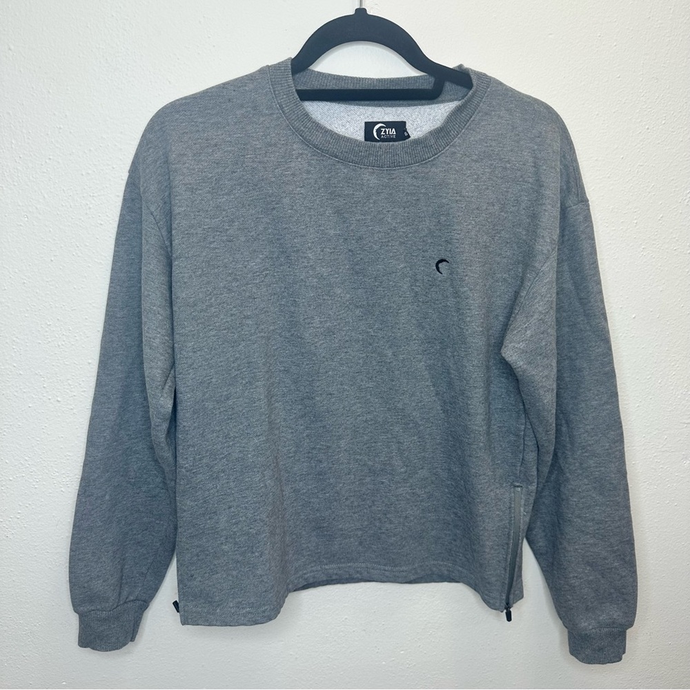 Zyia Active Gray Energetic Zipper Crewneck Sweatshirt Women's Size XSmall - Picture 4 of 13